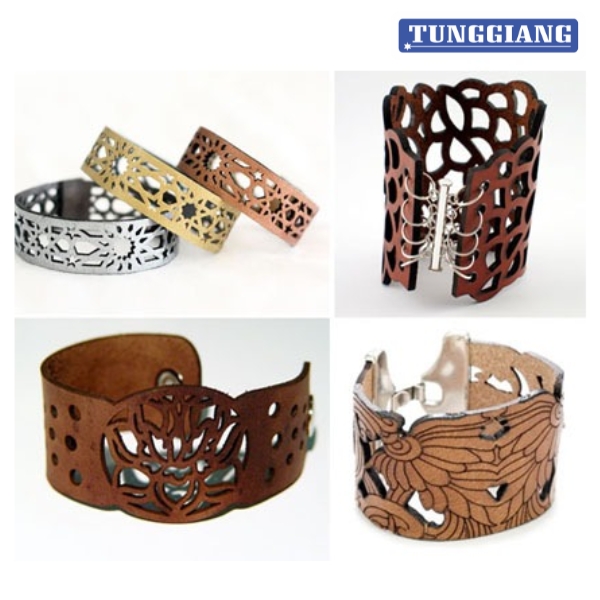 Cắt khắc laser vòng tay da