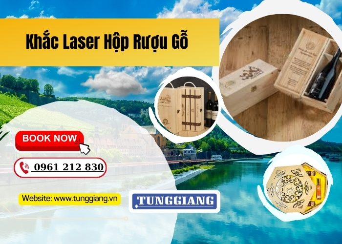 Khắc Laser Hộp Rượu Gỗ