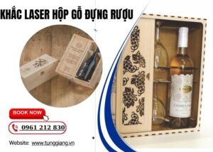 Khắc laser hộp gỗ đựng rượu